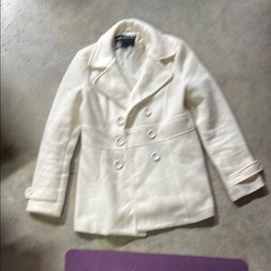 Elegant White Double-Breasted Women's Coat
